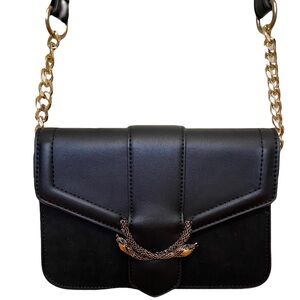 Black Topshop Purse in Faux Leather and Suede with Snake Decal